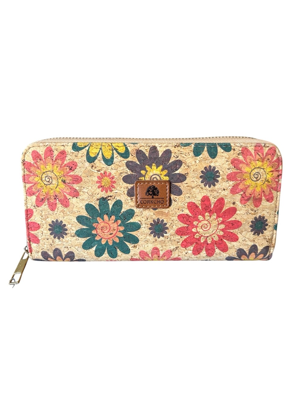 CorKcho Cork Floral Flower Zipper Wallet ‎ Sustainable NWT